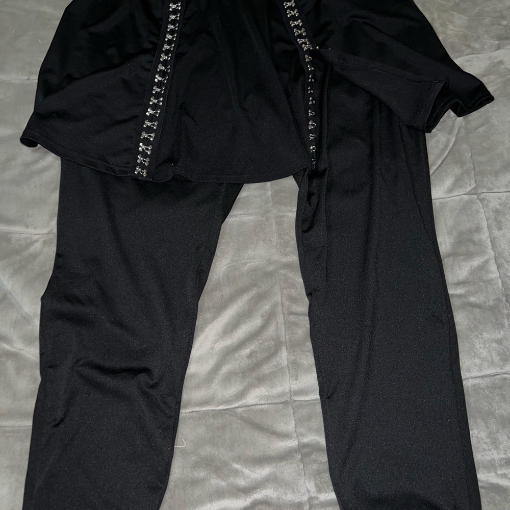 Pant/skirt one piece combo with metal clasps